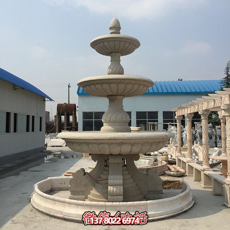 精美花崗巖石雕景觀噴泉，大型層流水花大理石雕塑