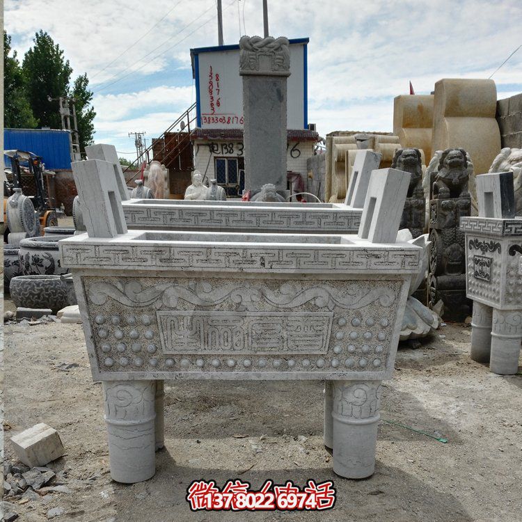 大型戶外石雕大理石香爐擺件，為園林景觀增添靈動(dòng)之美