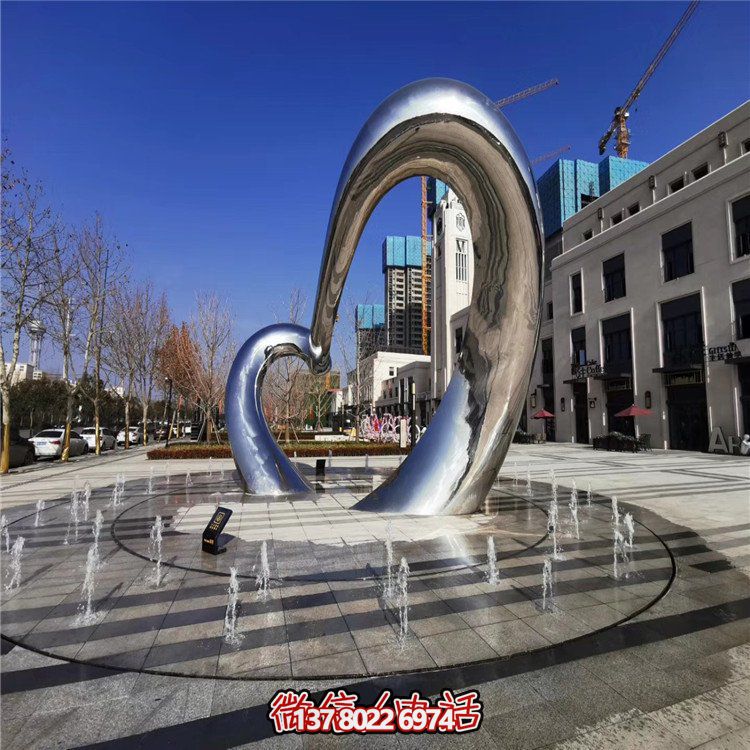 不銹鋼圓形雕塑精致工藝，拋光鏡面，抽象藝術(shù)