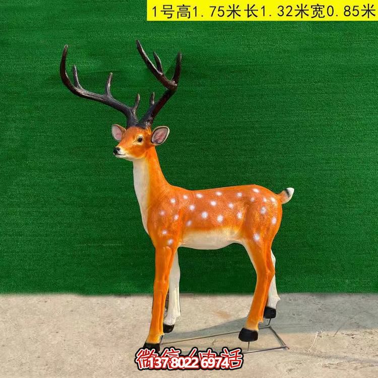 玻璃鋼仿銅梅花鹿雕塑，點綴園林景觀