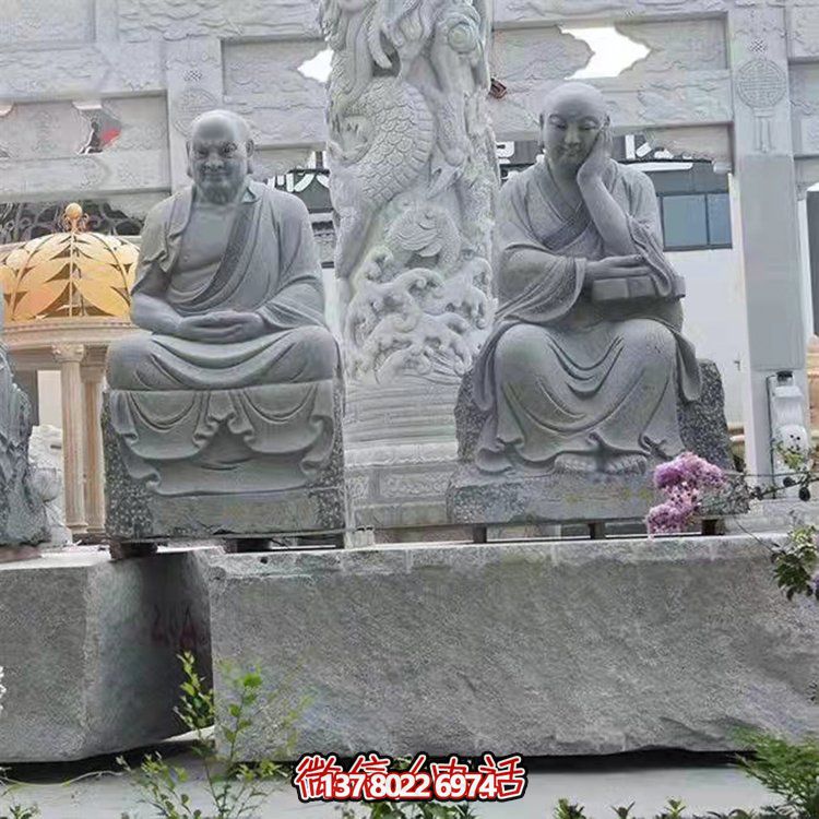 大型戶外石雕佛像雕塑，裝點(diǎn)美麗的寺院園林