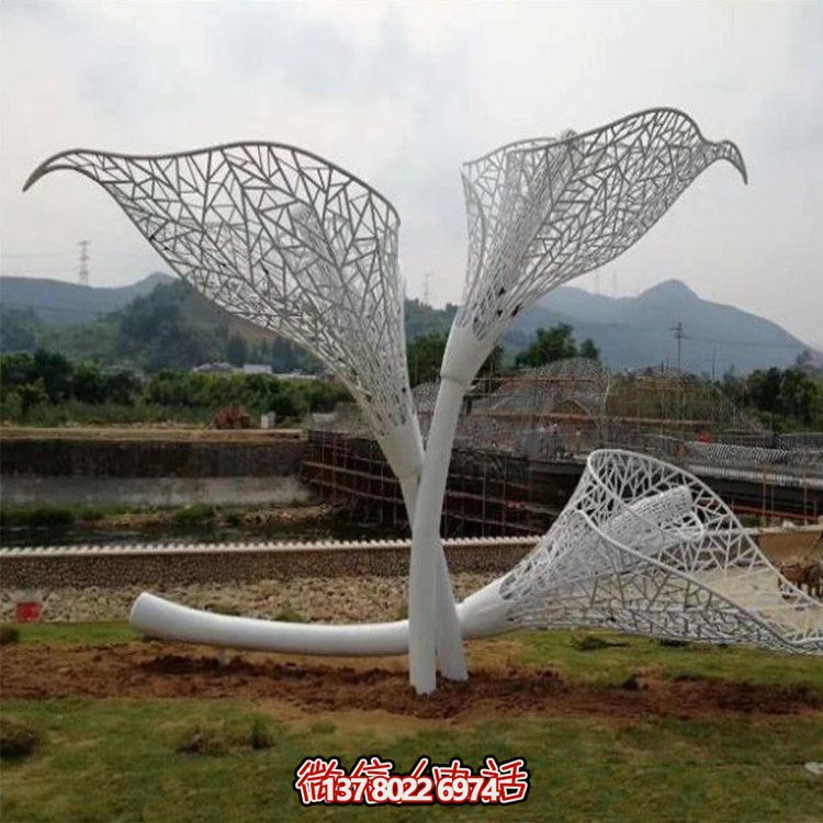 大型不銹鋼抽象創(chuàng)意戶(hù)外園林植物擺件