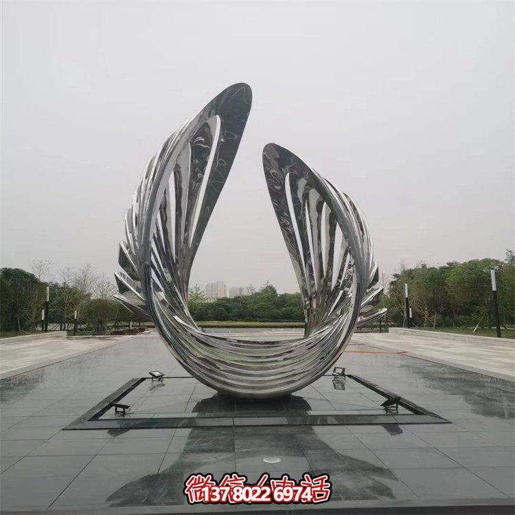 不銹鋼抽象翅膀藝術(shù)雕塑，為戶(hù)外廣場(chǎng)增添獨(dú)特景觀