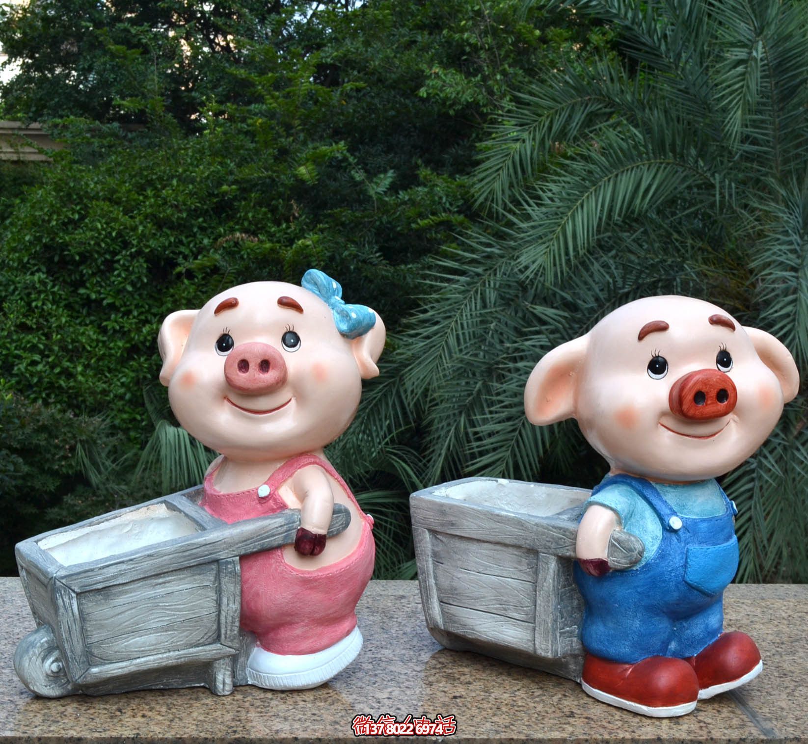 玻璃鋼彩繪雕塑拉車，美化公園景觀