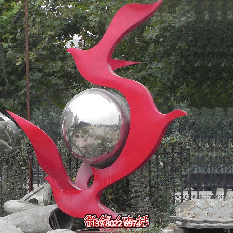 不銹鋼抽象鴿子雕塑，為您的園林景觀增添高雅氣息