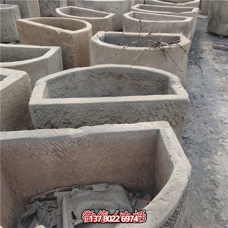 經典老石雕，精美大理石槽，美化園林景觀
