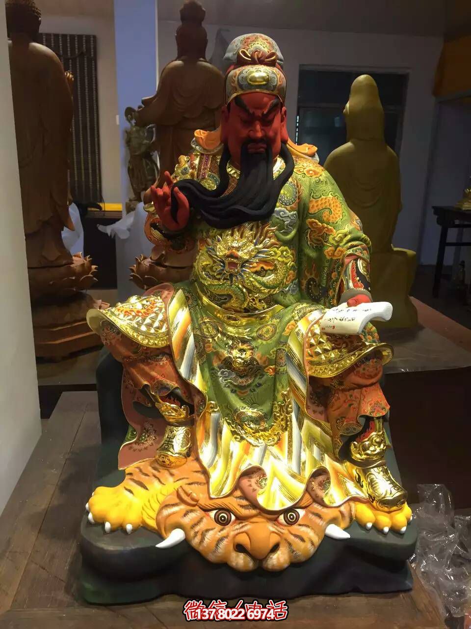 玻璃鋼彩繪客廳家居看書(shū)關(guān)公雕塑