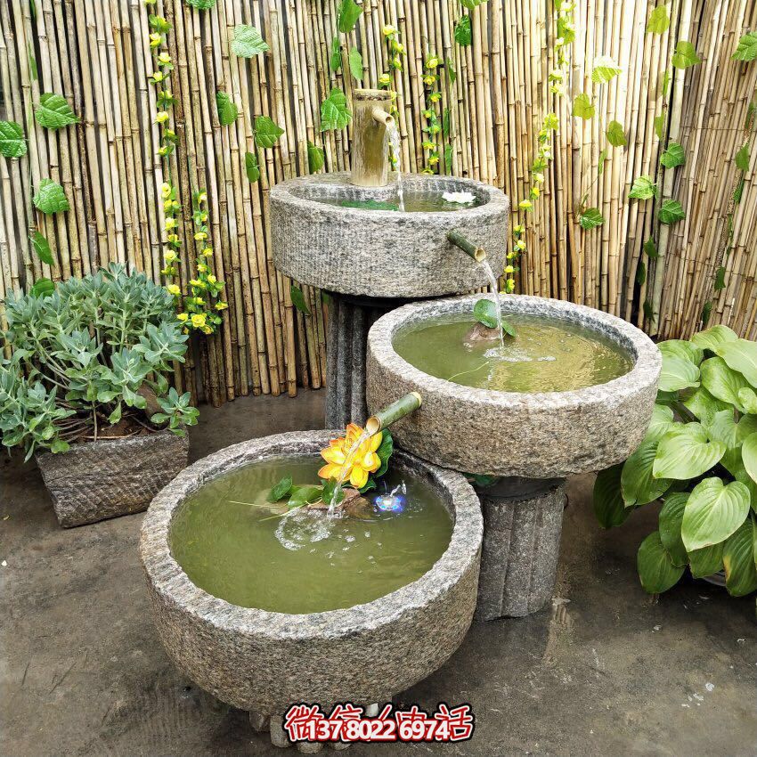 戶外石磨流水景觀擺件，讓你的庭院變得更加美輪美奐