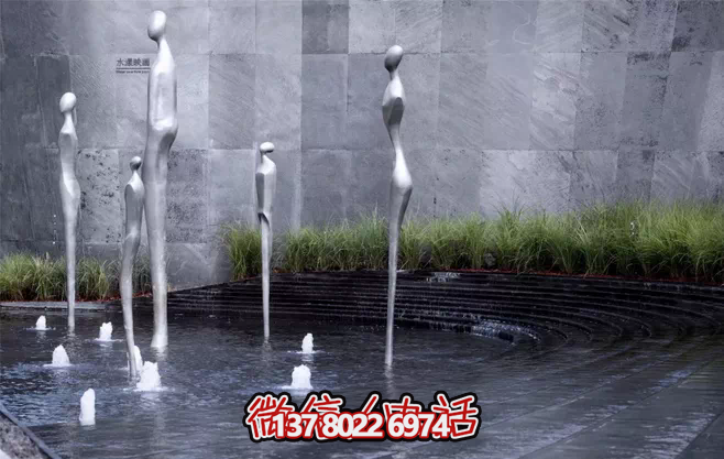 不銹鋼抽象噴泉雕塑，景觀創(chuàng)意裝置