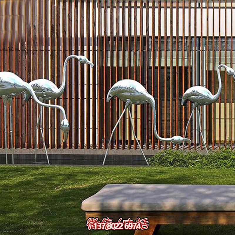 公園休閑裝飾，精美不銹鋼雕塑火烈鳥(niǎo)