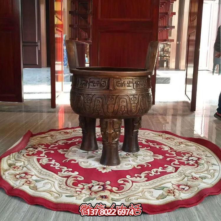 純銅鼎仿古香爐擺件，圓潤家居裝飾