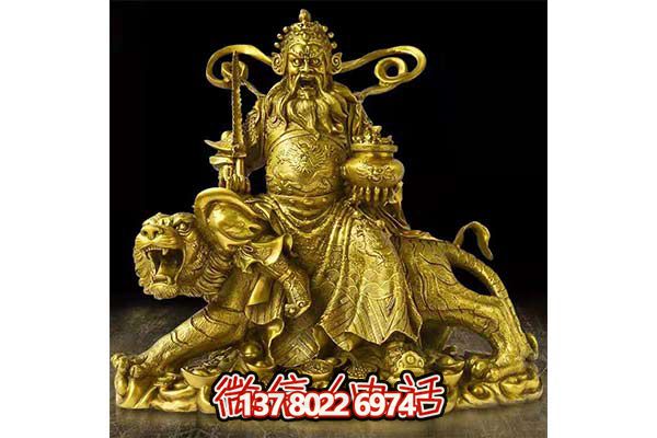 鎏金財神雕塑，招財進寶