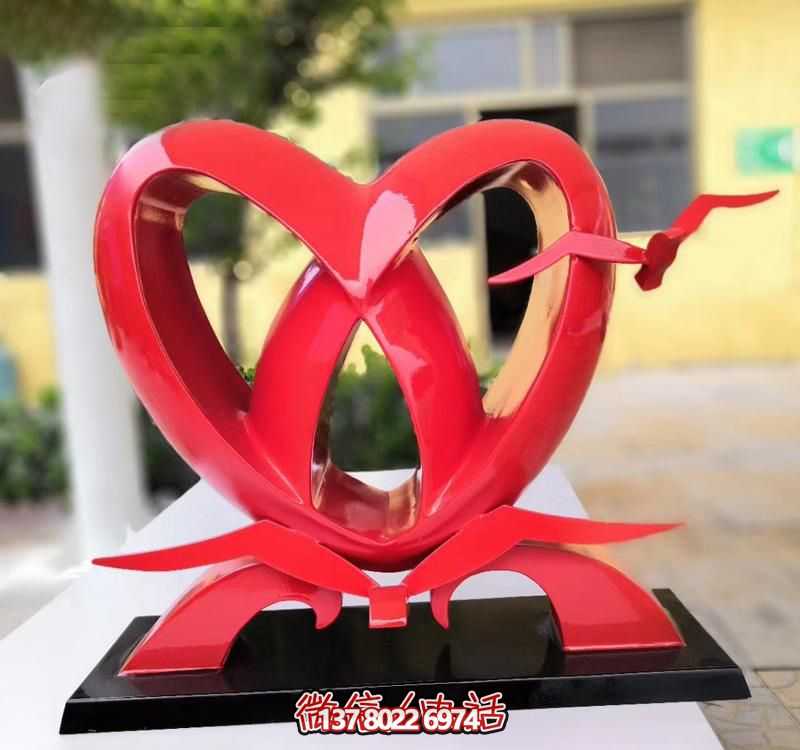 不銹鋼愛心雕塑，裝飾公園擺件