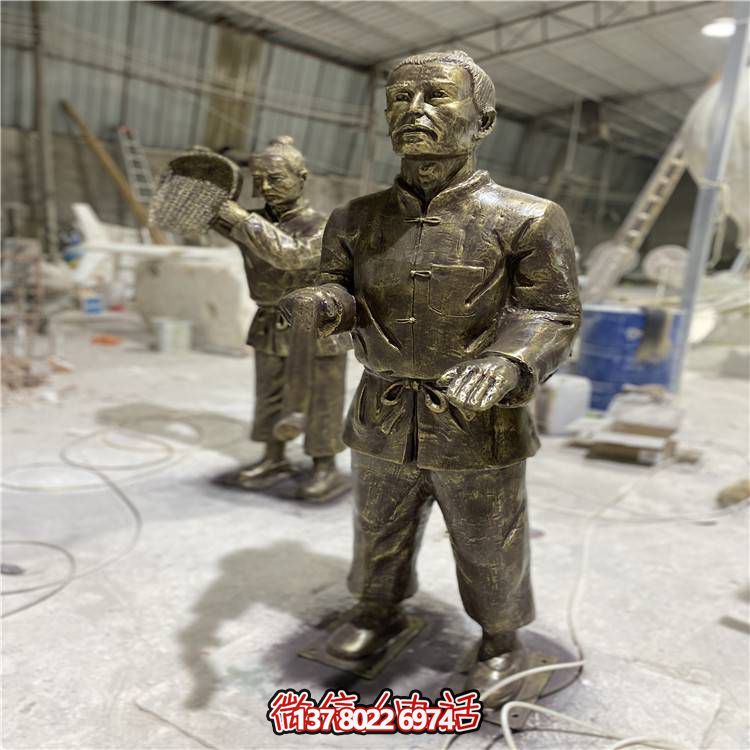 仿銅人物雕塑，玻璃鋼民俗裝飾