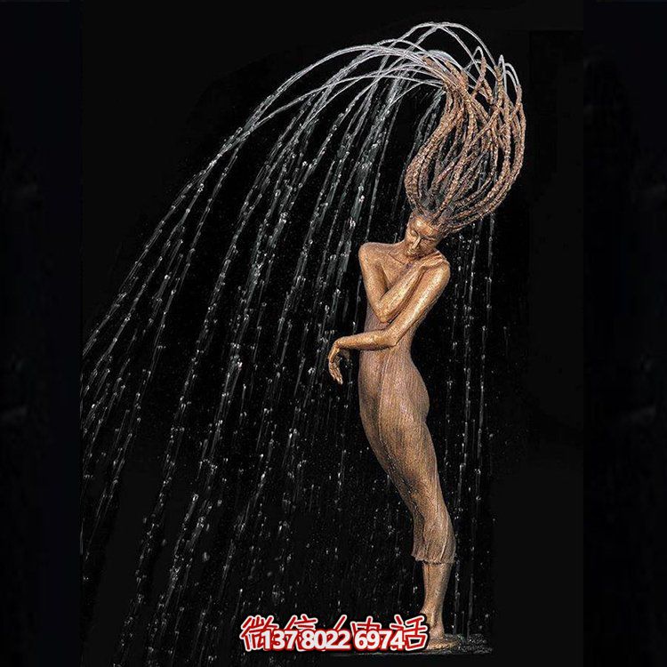 鑄銅人物噴泉裝飾，創(chuàng)意雕塑，酒店裝飾的新寵