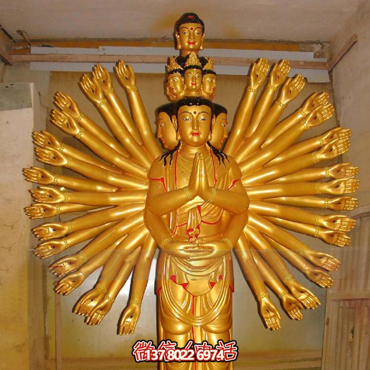 鎏金千手觀音大型雕塑，精美絕倫，醉人心魄