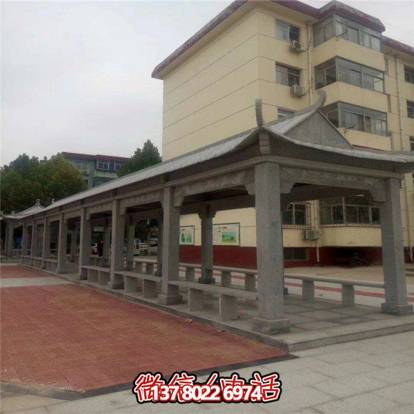 仿古建筑石雕長廊亭子，打造文化小區(qū)廣場雕塑