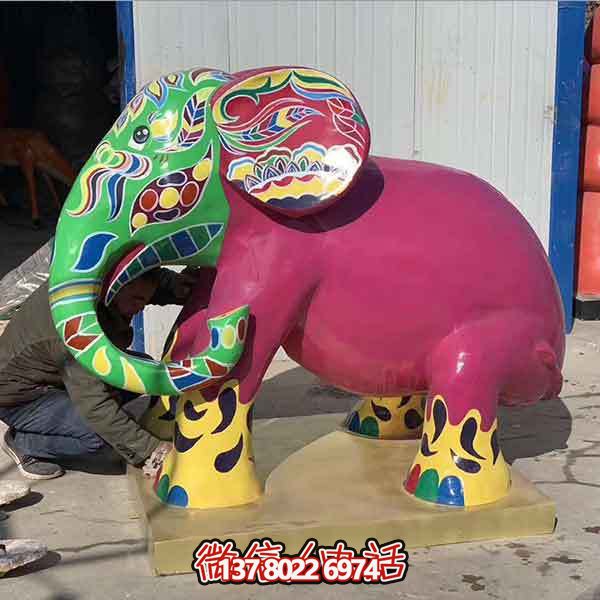 玻璃鋼雕塑大象，彩繪園林景觀
