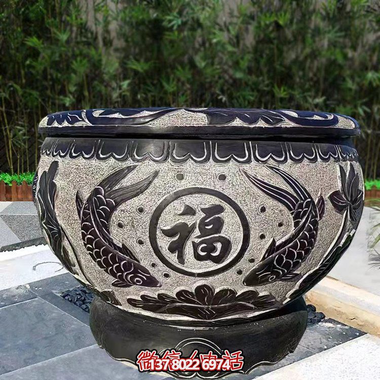 精美青石石雕缸，打造現(xiàn)代園林景觀