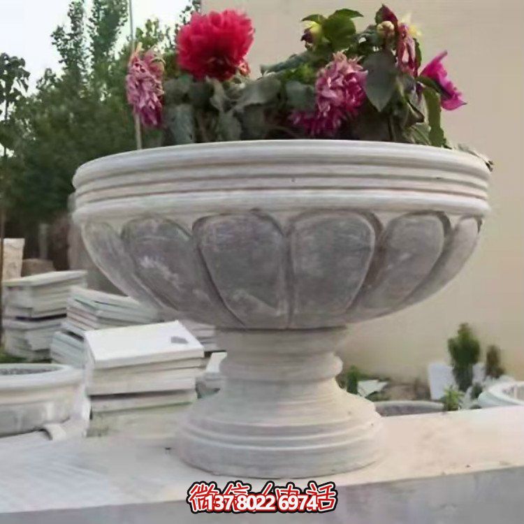 精美大理石石雕花缽，讓您的別墅、小區(qū)、戶外更加美觀