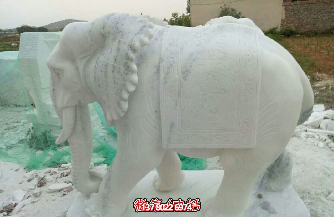 經(jīng)典漢白玉大象雕塑，戶(hù)外空間創(chuàng)意裝飾