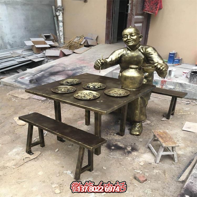 玻璃鋼仿銅人物雕塑擺件，高雅裝點戶外園林