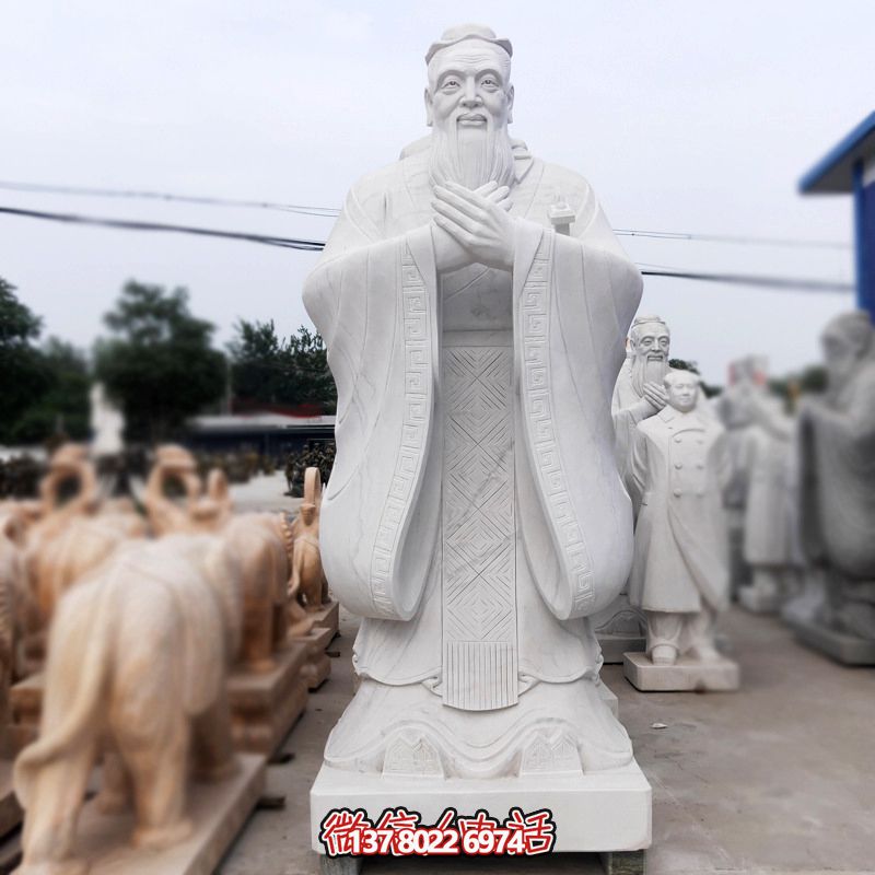 漢白玉孔子雕塑傳承中華文化，融入創(chuàng)意景區(qū)
