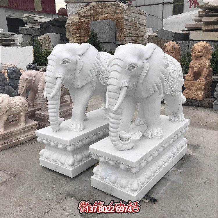 大理石石雕大型動(dòng)物雕塑，點(diǎn)綴庭院別墅門(mén)口