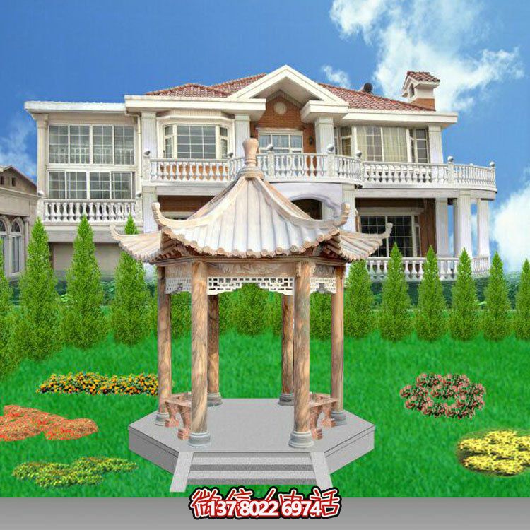 中式風格涼亭，寧靜休息，美景欣賞