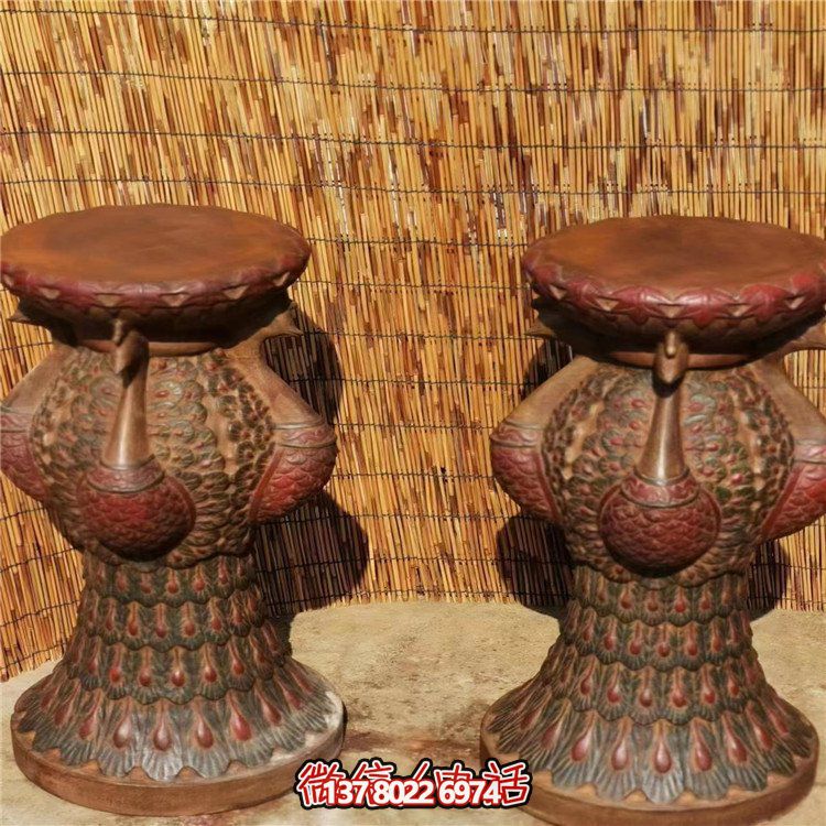 手工民俗精美青石孔雀花幾花架，打造寧?kù)o優(yōu)雅的庭院室內(nèi)擺件