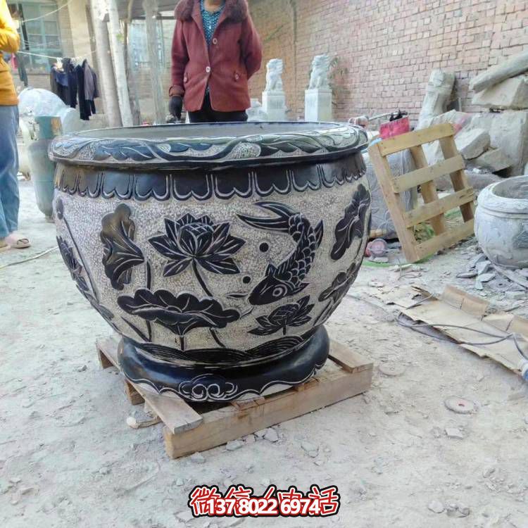 天然石頭缸，仿古雕刻，裝點家園