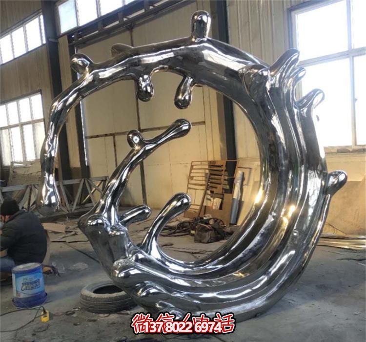 不銹鋼海浪雕塑，鏡面裝飾公園