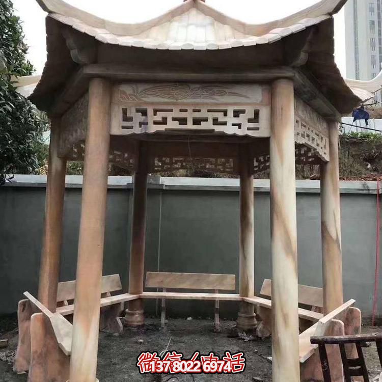 天然紅木雕刻涼亭，打造復(fù)古中式庭院休閑石亭