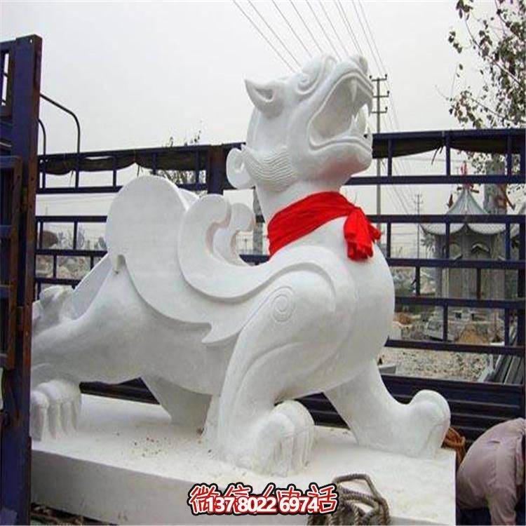 大理石石雕麒麟，古典庭院裝飾精美大型雕塑