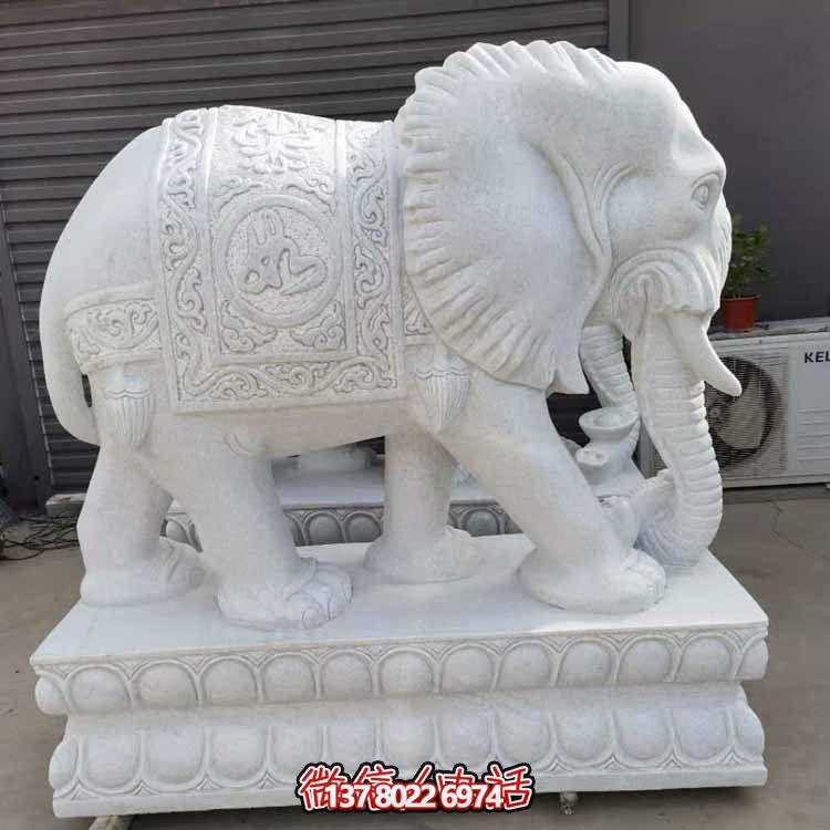 漢白玉雕塑藝術(shù)，景觀裝置招財(cái)大象