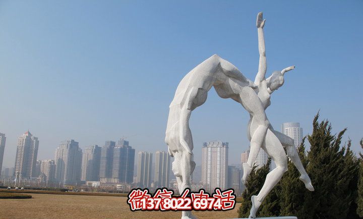 花園創(chuàng)意不銹鋼運(yùn)動(dòng)體操雕塑