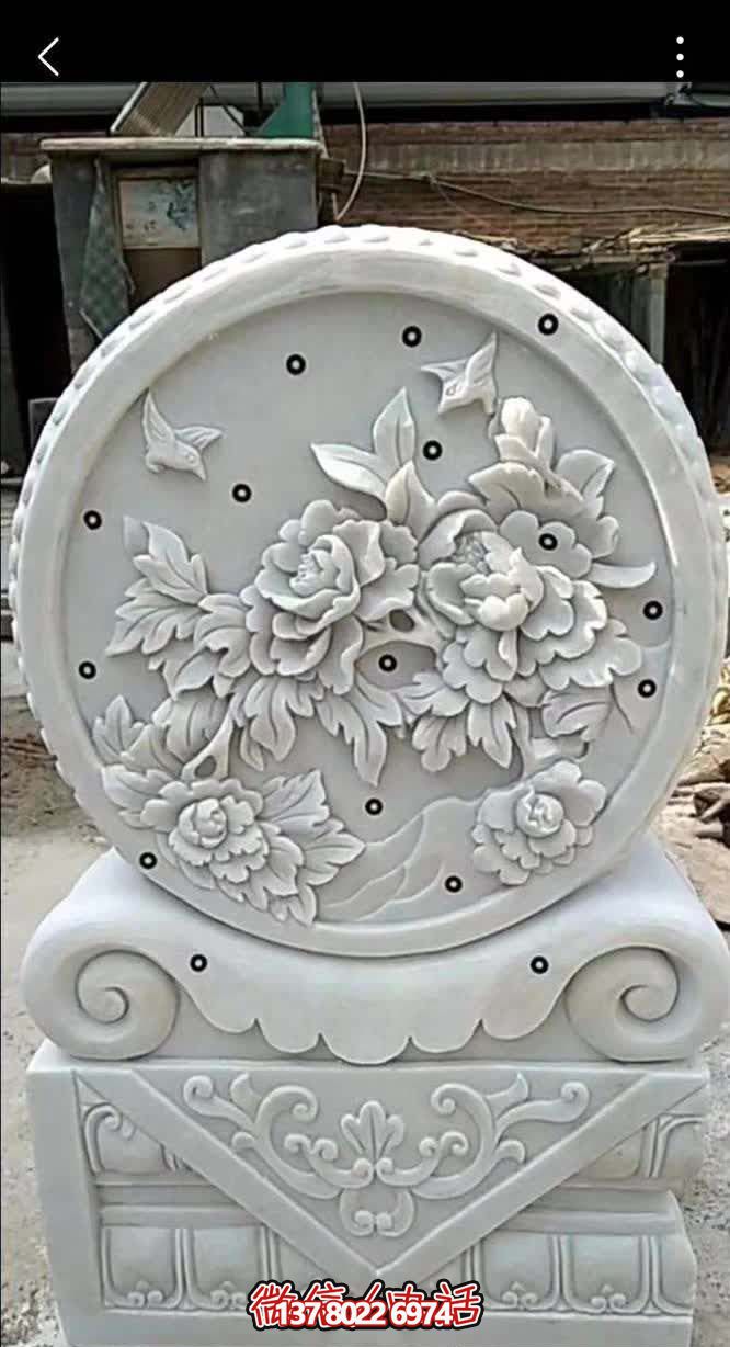 廣場(chǎng)漢白玉牡丹石浮雕抱鼓石擺件雕塑 廣場(chǎng)漢白玉牡丹石浮雕抱鼓石擺件雕塑