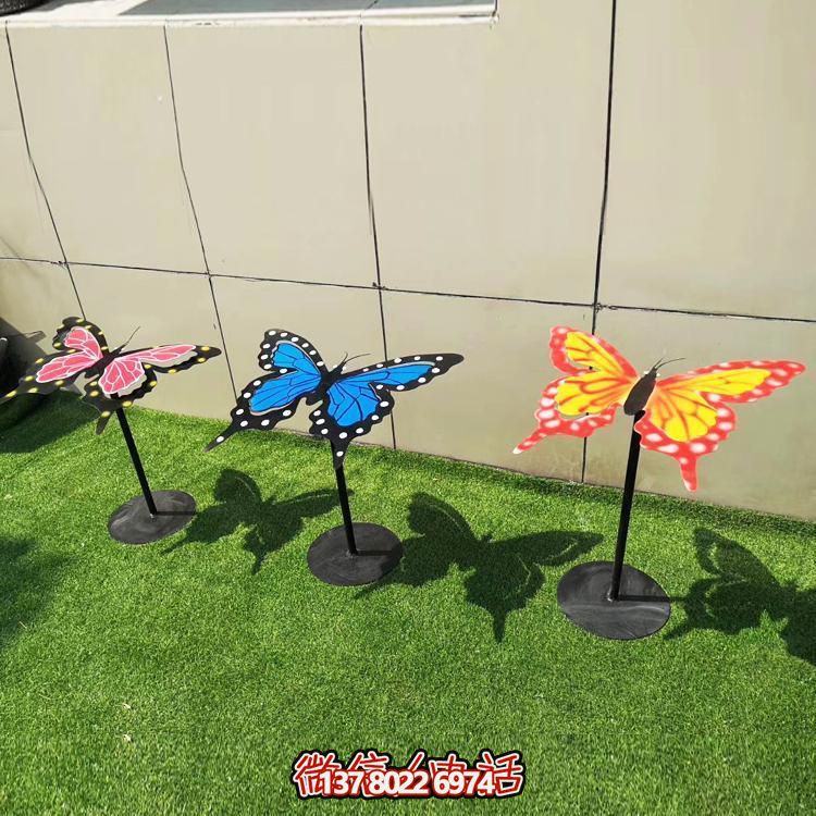 園林草坪戶外不銹鋼彩繪昆蟲(chóng)景觀蝴蝶雕塑
