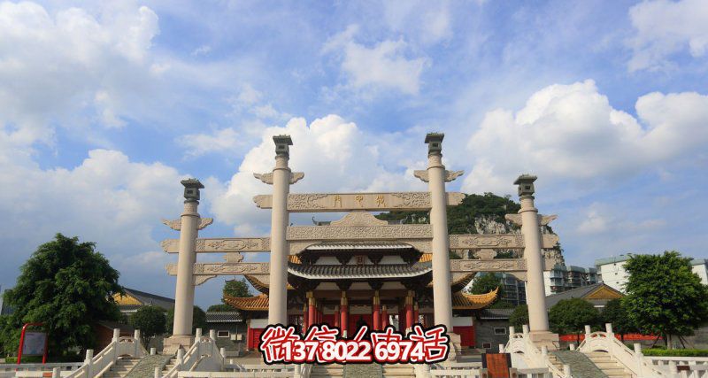 寺廟三門(mén)簡(jiǎn)易石華表石柱牌坊雕塑