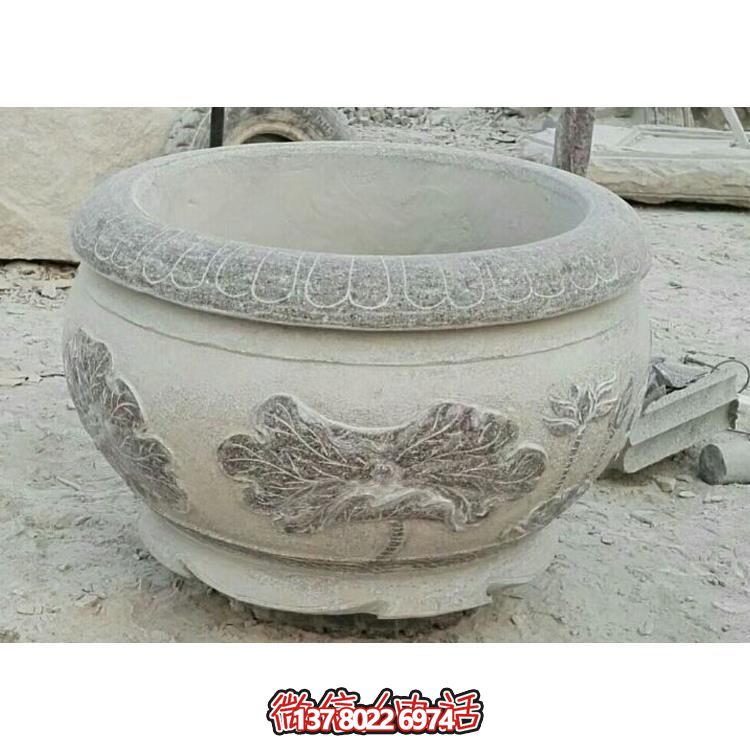 青石石雕戶(hù)外園林景觀大理石石雕花盆雕塑