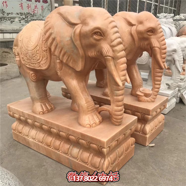 酒店企業(yè)晚霞紅石雕鎮(zhèn)宅招財大象雕塑 酒店企業(yè)晚霞紅石雕鎮(zhèn)宅招財大象雕塑