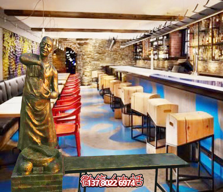美食廣場銅雕拉面小品人物玻璃鋼雕塑 美食廣場銅雕拉面小品人物玻璃鋼雕塑