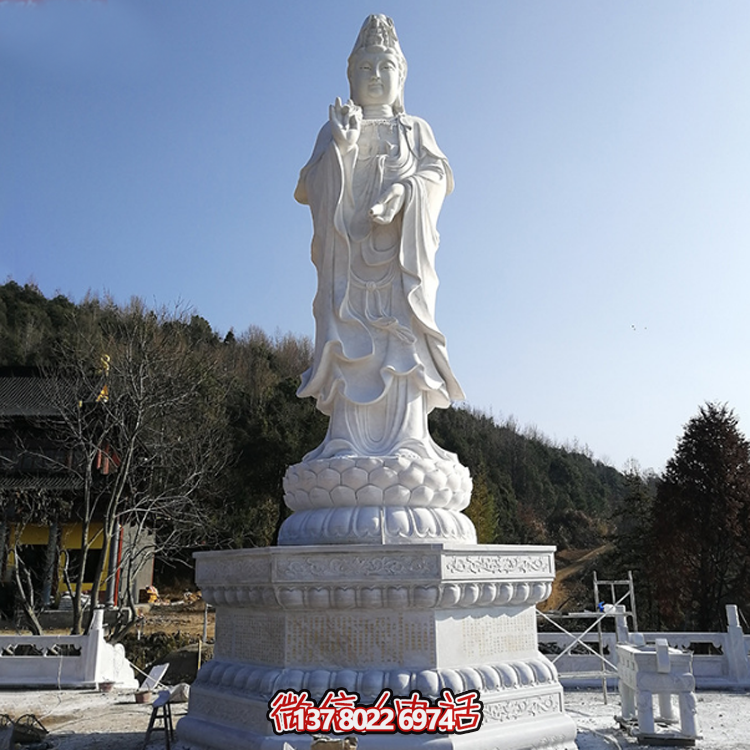 觀音佛像，漢白玉滴水觀音石雕石像
