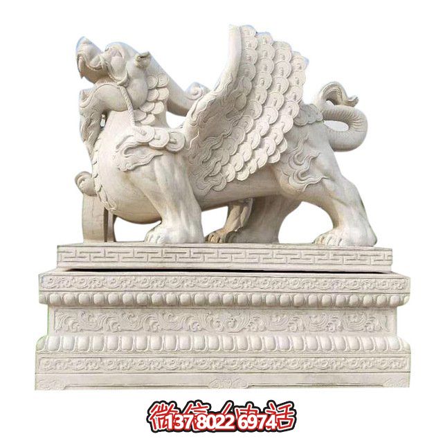 漢白玉優(yōu)質(zhì)石材浮雕飛天貔貅瑞獸公司門口招財擺件