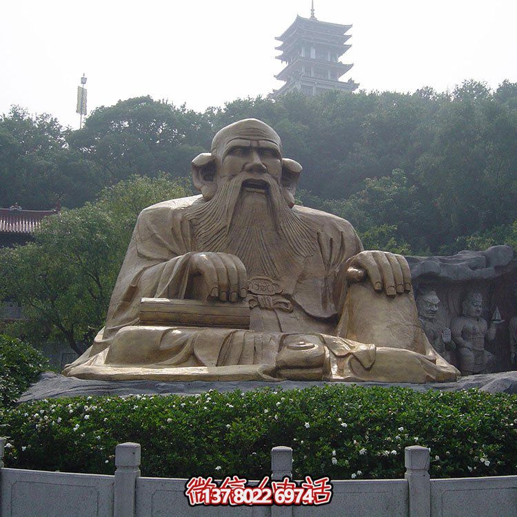 廣場(chǎng)景區(qū)大型銅雕老子，戶外仿銅古代人物雕塑