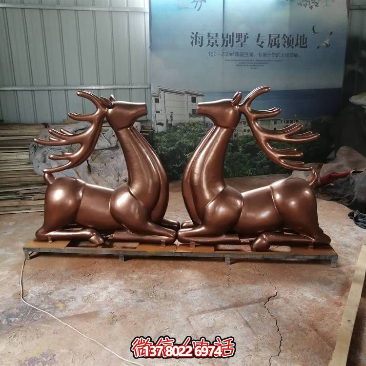 銅雕園林戶(hù)外梅花鹿雕塑