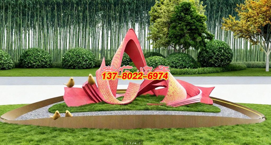 《紅綢詠春?雀語新章》—— 不銹鋼景觀雕塑的詩(shī)意敘事與文化共鳴